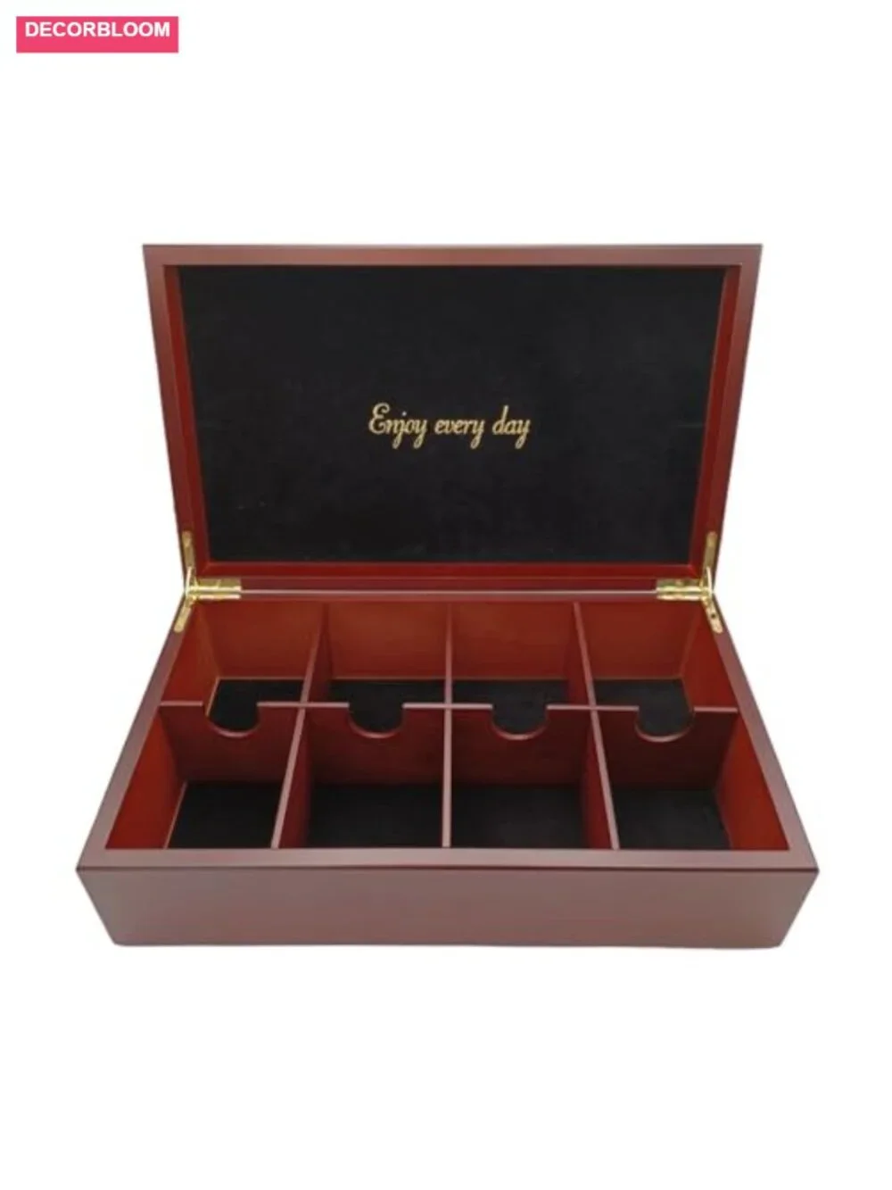 Wooden Tea Box - 8-Compartment Tea Organizer with Removable Dividers